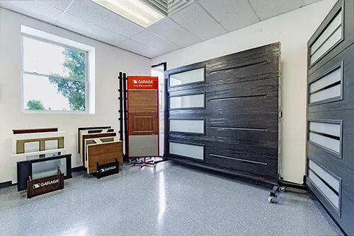 Garage doors showroom in Cedar Rapids Hicklin Garage Door